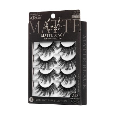 KISS Products Lash Couture Matte Black False Eyelashes Matte Cheviot 8ct - New