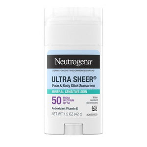 Neutrogena Mineral Ultra Sheer Face and Body Sunscreen Stick SPF 50 1.5oz - New