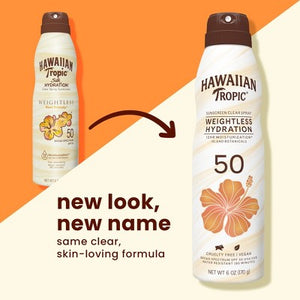 Hawaiian Tropic Silk Hydration Weightless Sunscreen C-Spray SPF 50 6oz - New