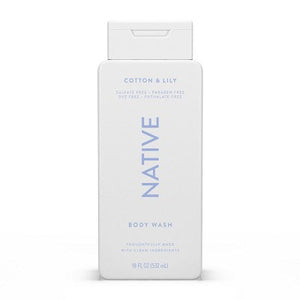 Native Body Wash for Women & Men Cotton & Lily Sulfate Free 18 fl oz - Imperfect Container