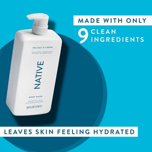 Native Body Wash Sea Salt & Cedar with Pump 36 fl oz - Imperfect Container