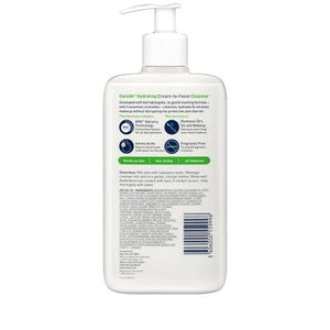 CeraVe Hydrating Cream-to-Foam Face Wash with Hyaluronic Acid 12 fl oz - New