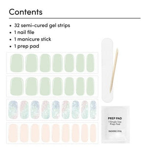 Dashing Diva Glaze Semi-Cured Gel Nail Polish Strips Emerald Marble 32ct - New