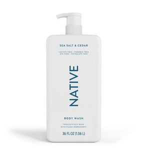 Native Body Wash Sea Salt & Cedar with Pump 36 fl oz - Imperfect Container