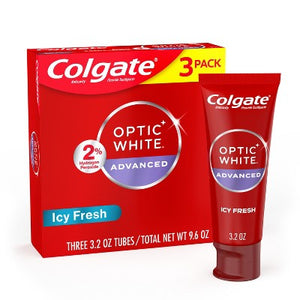 Colgate Optic White Adv Whitening Toothpaste Icy Fresh  3.2oz/3pk - Imperfect Box