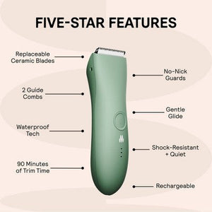 Meridian Trimmer Original Pubic & Body Hair Trimmer for Men & Women, Below-the-Belt Groomer, Ball Trimmer, Bikini Trimmer Sage - Imperfect Box