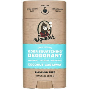 DR. SQUATCH Men's Natural Solid Deodorant Coconut Castaway Aluminum-Free 2.65oz - New