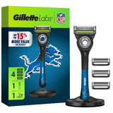 Gillette Labs Men's Special NFL Lions Edition Shaving Razor with 4 Refills and Magnetic Stand