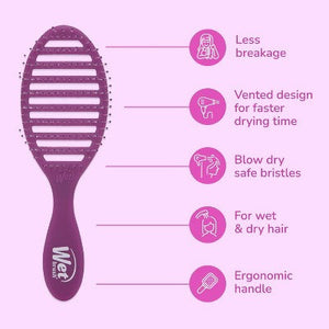 Wet Brush Speed Dry Detangler Hair Brush for Quick Heat Drying Frost Purple - Imperfect Box