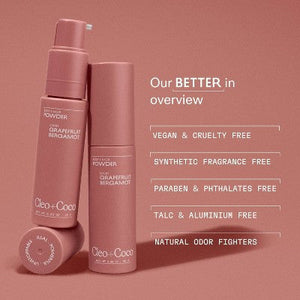 cleo+coco. Body and Hair Antiperspirants and Deodorant Powder Grapefruit Bergamot 0.88oz - New