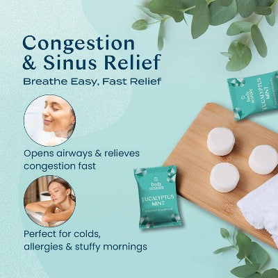 Body Restore Shower Steamers with 100% Natural Essential Oil Eucalyptus & Mint 6ct - New