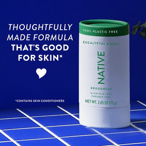 Native Solid Deodorant for Men; Women Eucalyptus; Mint Aluminum; Plastic Free 2.65oz - Imperfect Container