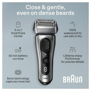 BRAUN SERIES 8-8567CC RECHARGEABLE WET & DRY SHAVER + SMARTCARE CENTER - Imperfect Box