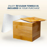 Clean Skin Club Clean Towels XL Original + Bamboo Container Cover 50ct - New