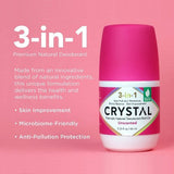 Crystal 3-in-1 Natural Mineral Roll-On Deodorant Unscented 2.25 fl oz - New