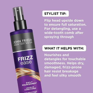 John Frieda Frizz Ease Daily Nourishment Leave-In Conditioner Spray for Frizz-Prone Hair 8 fl oz - Imperfect Container