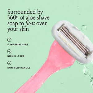 Billie Handle with Magnetic Holder Women 5 Blade Refills Reusable Razor - New