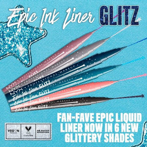 NYX Professional Makeup Epic Wear Glitz Metallic Liquid Eyeliner Tapered Twinkle 0.03fl oz - New