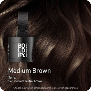 BOLDIFY Root Touch Up Powder with Brush Covers Grays Medium Brown - Imperfect Box