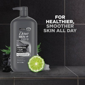 Dove Men+Care Charcoal + Clay Purifying Body; Face Wash Pump Sulfate Free 30 fl oz - Imperfect Container