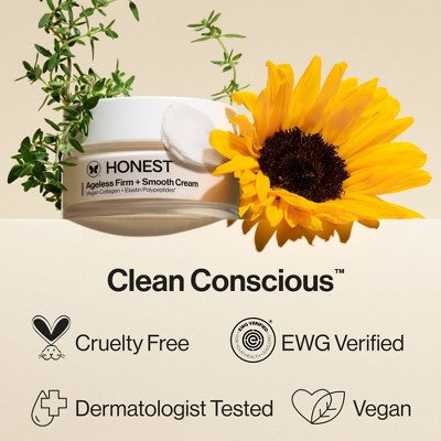 Honest Beauty Ageless Firm and Smooth Cream with Vegan Collagen and Hyaluronic Acid 1.7 fl oz - Imperfect Box