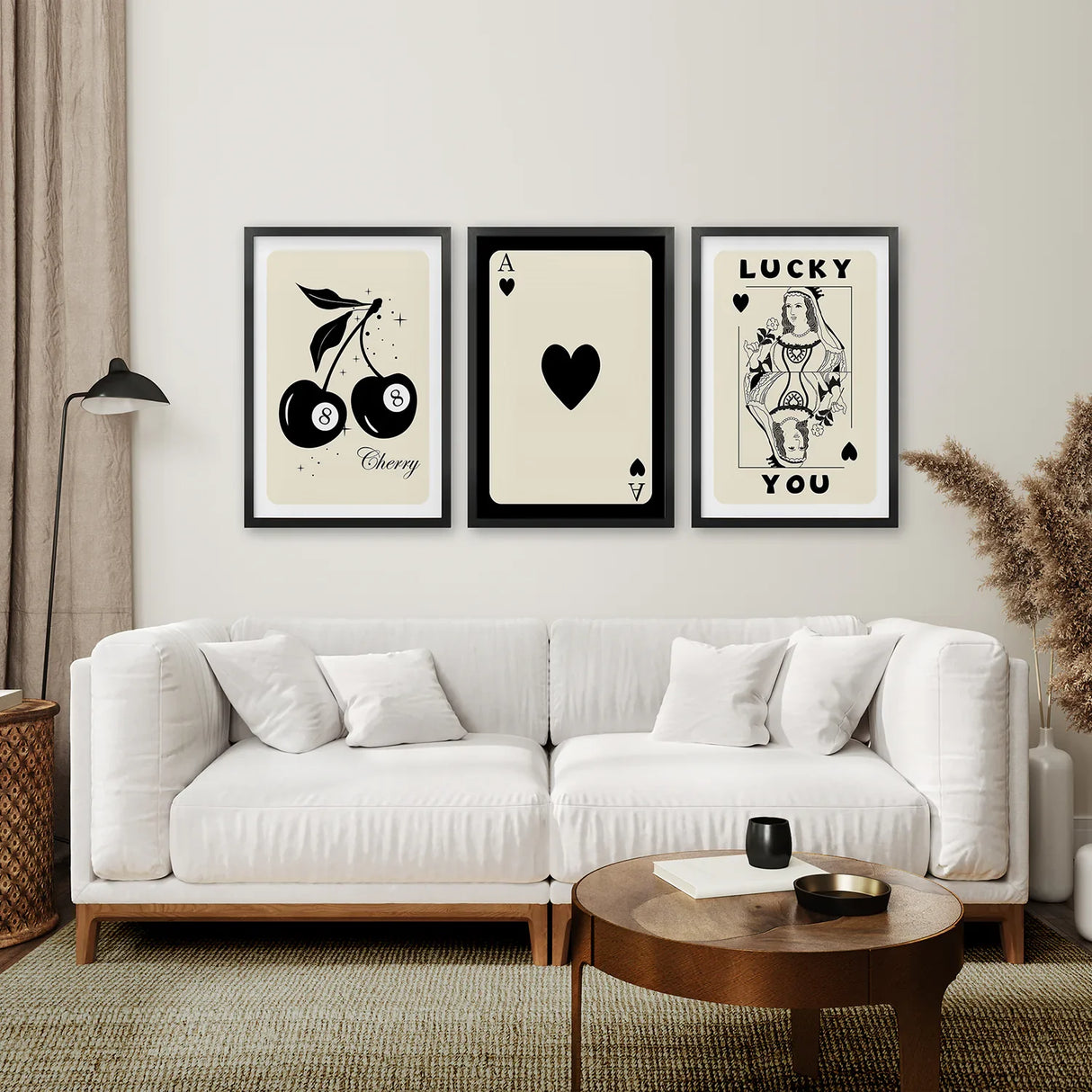Beige Queen of Hearts Retro Wall Art Poster