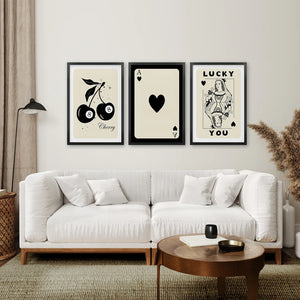 Beige Queen of Hearts Retro Wall Art Poster