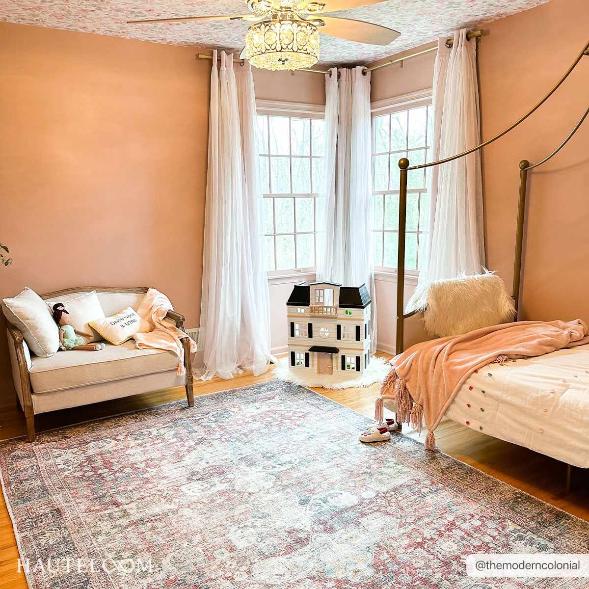 Rust Elki Vintage Medallion Washable Area Rug - Clearance