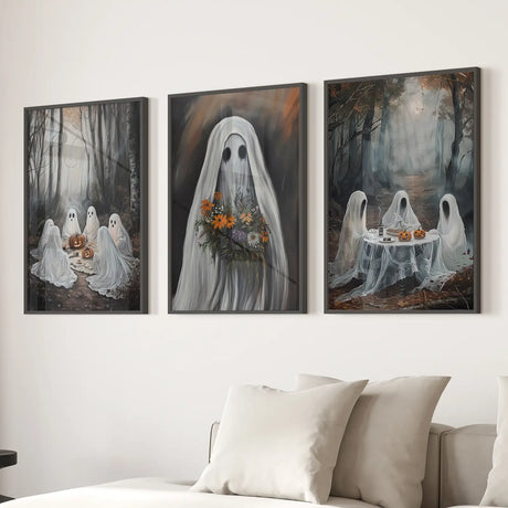 Moody Halloween Ghosts Trendy Wall Art Poster