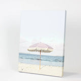 Girl's Nursery Wall Decor. Pink Umbrella, Blue Ocean