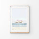 Girl's Nursery Wall Decor. Pink Umbrella, Blue Ocean