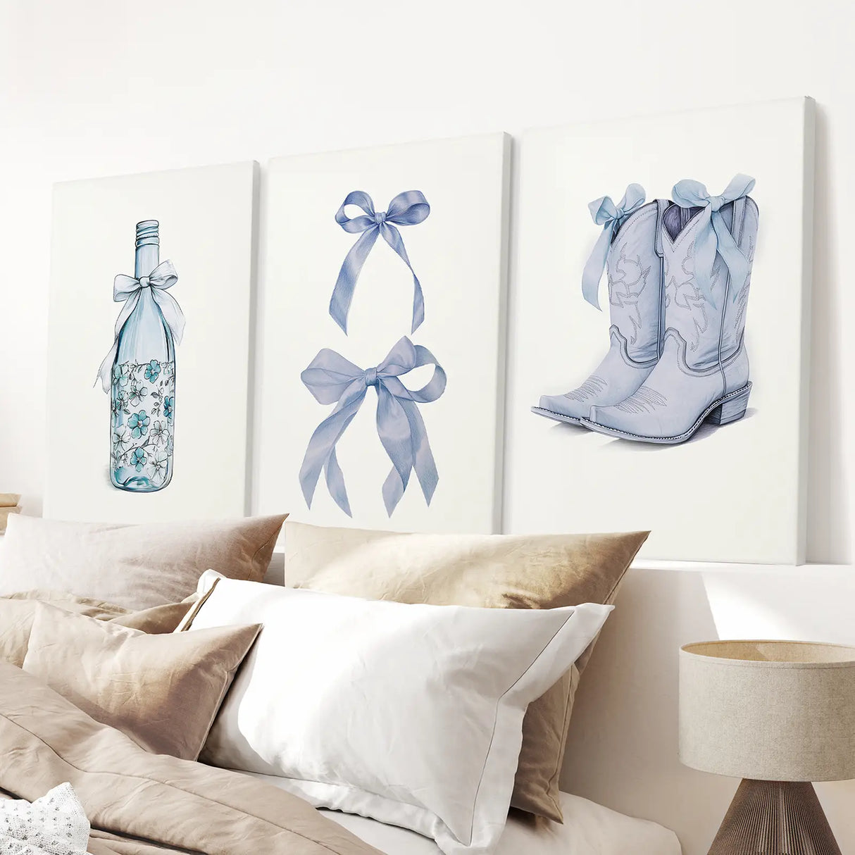 Preppy Aesthetic Dorm Decor Blue Wall Art Prints
