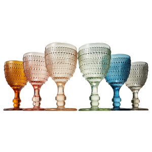 Tonal Hobnail Goblet, Stemmed Wine Glassware, Set of 6