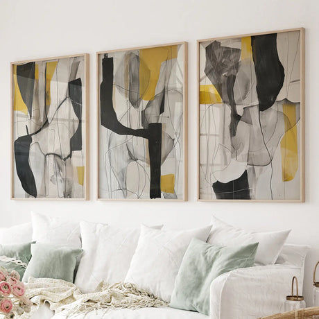 Golden Abstract Shapes Modern Wall Decor Poster