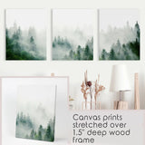 Evergreen Misty Forest Triptych. Set of 3 Prints