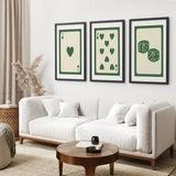 Set of 3 Piece Vintage Green Beige Cards