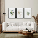 Green Watercolor Botanical Herbal Wall Art Set of 3 Prints