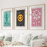 Funky Wall Art. Groovy Poster. Trendy Decor Set