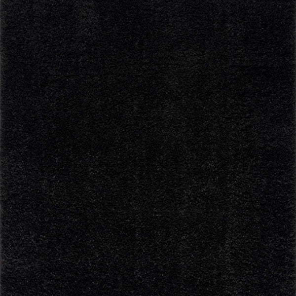 Faina Solid Black Shag Washable Area Rug - Clearance