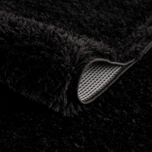 Faina Solid Black Shag Washable Area Rug - Clearance