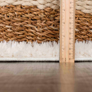 Faina Solid Cream Shag Washable Area Rug - Clearance