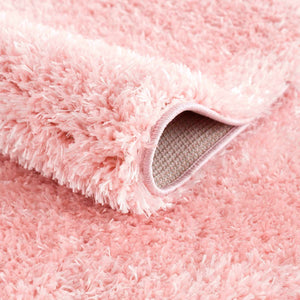 Faina Solid Pink Shag Washable Area Rug - Clearance