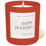 Happy Holidays Soy Candle - Red Matte Jar - 15 oz (Christmas)