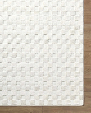 Anthea Off-White 3D Checkered Washable Rug