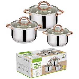 6 Piece Stainless Steel Casserole Set Pots and Lids
