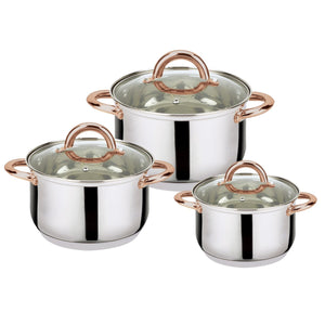 6 Piece Stainless Steel Casserole Set Pots and Lids