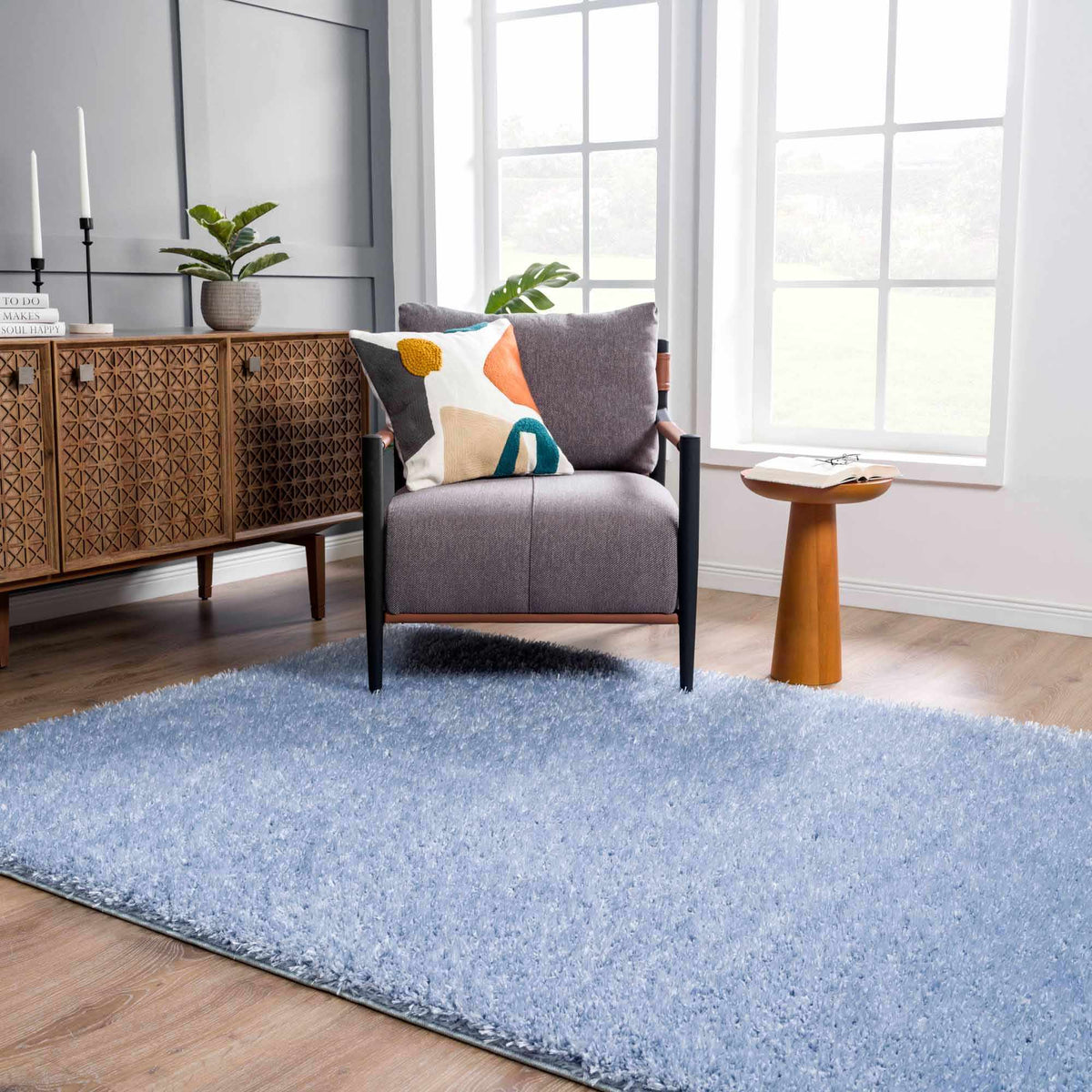 Boutique Rugs Faina Solid Aqua Shag Washable Area Rug - view 13