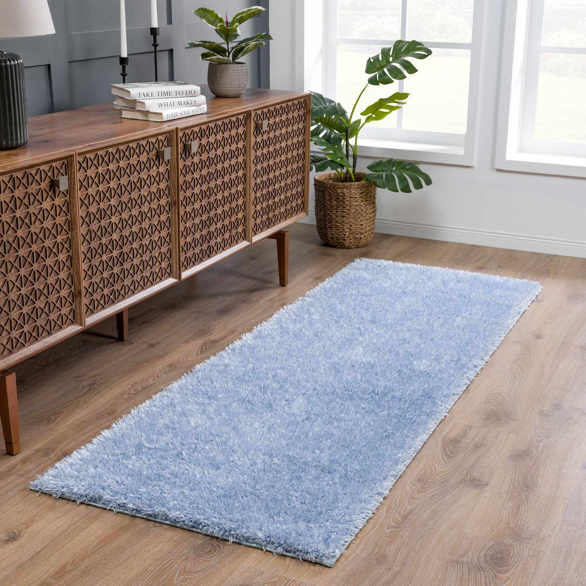 Boutique Rugs Faina Solid Aqua Shag Washable Area Rug - view 7