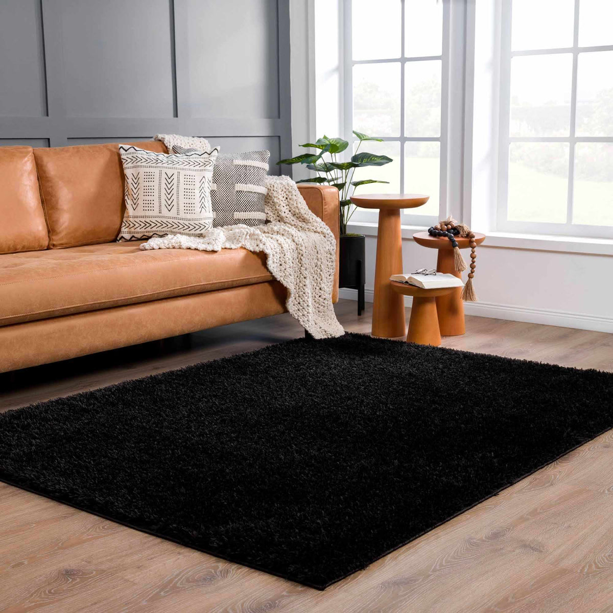 Boutique Rugs Faina Solid Black Shag Washable Area Rug - view 16