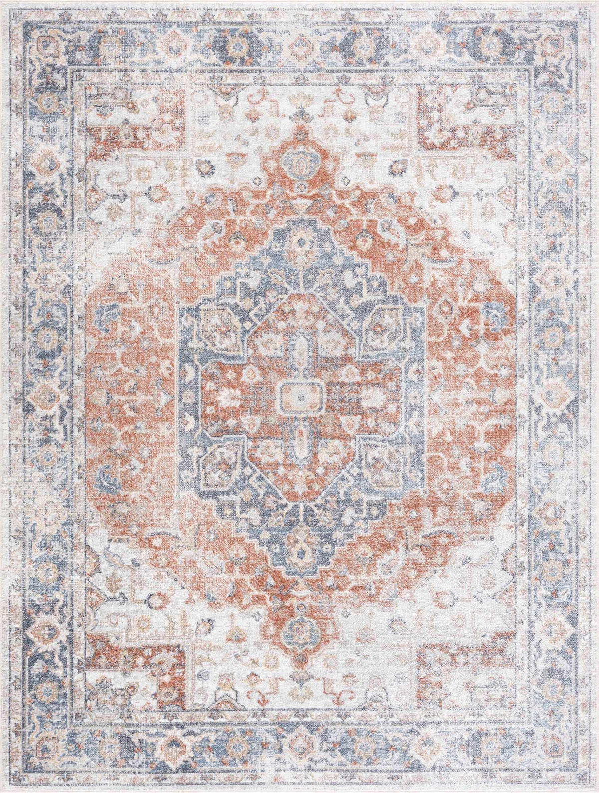 Boutique Rugs Akram Gray & Orange Washable Area Rug